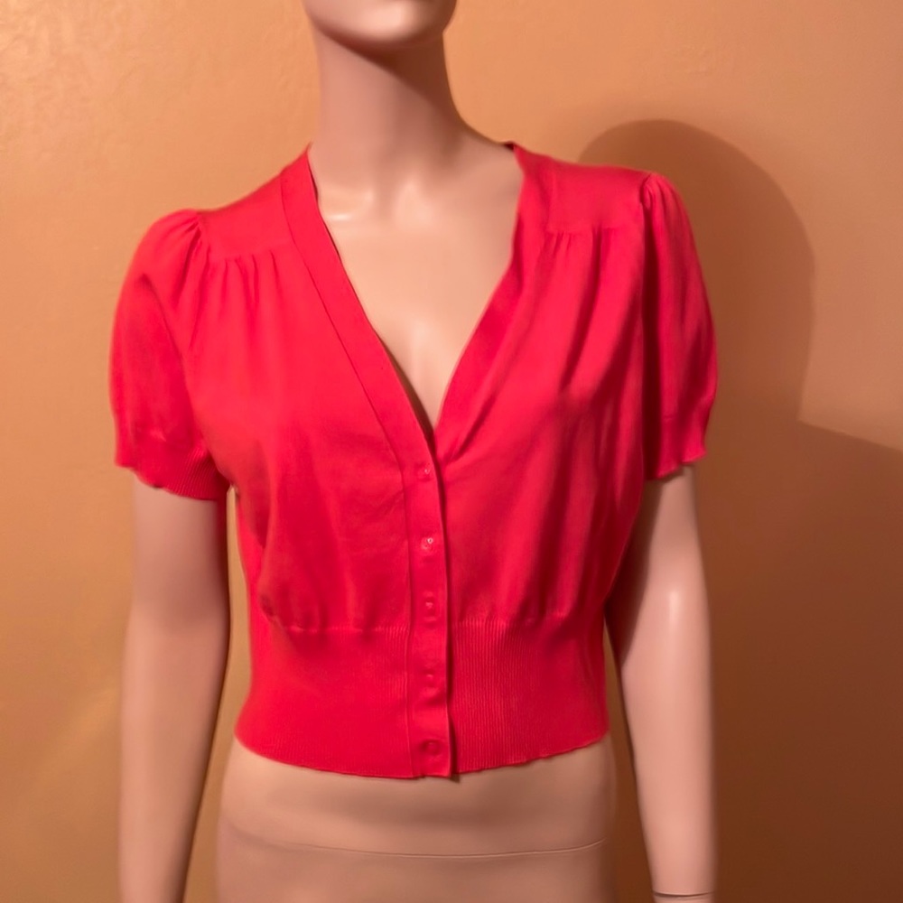 Moda International NEW Front Button Short Sleeve Top Size XL